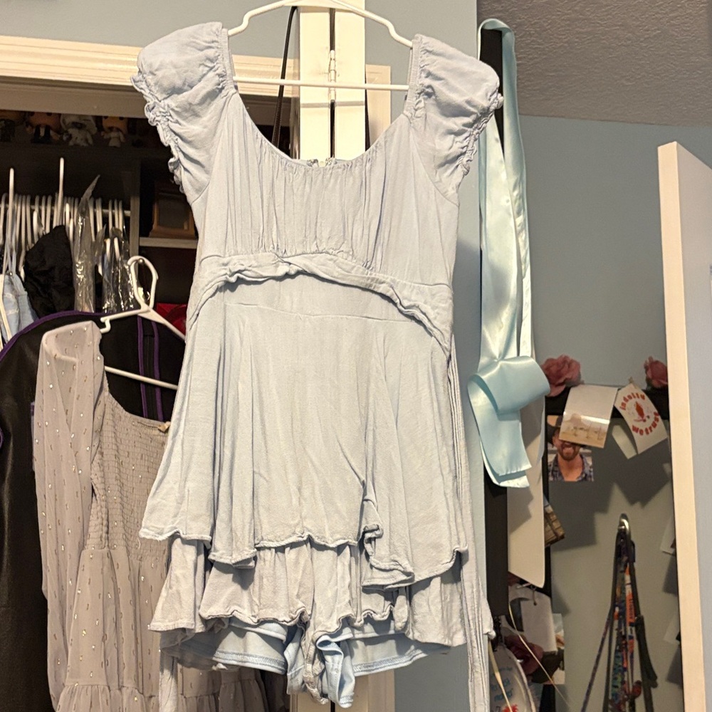 Altar'd State Pale Blue romper with Back Zip